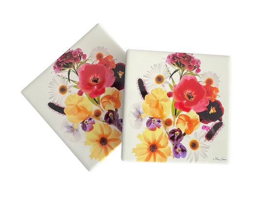 Khloris Botanical Ceramic Coaster Set of 2