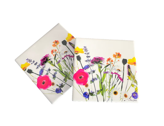 Wild in the Woods Botanical Ceramic Coaster Set of 2