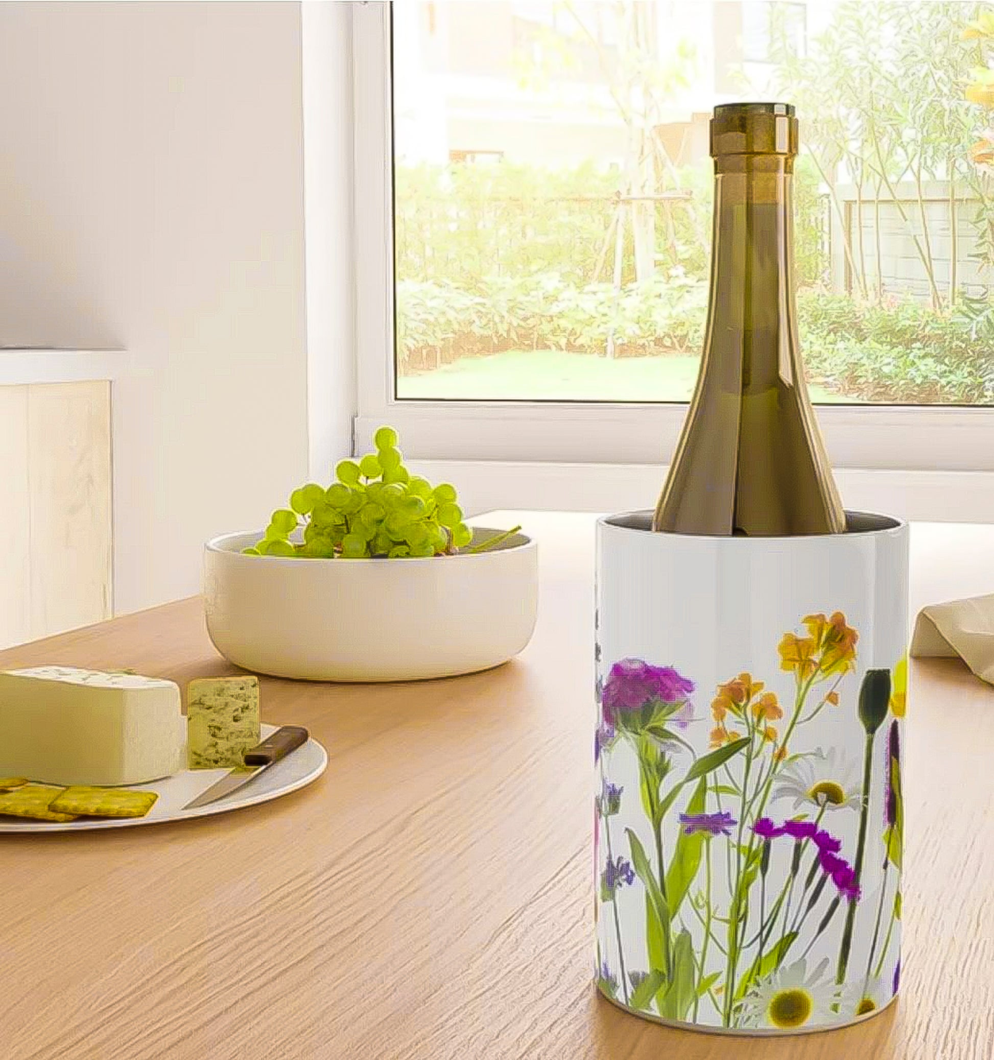 wine chiller, wine chillers, gift ideas, wine, beverage, beer, soda, drinkware, drinks, drink holder, floral art, botanical art, flower gifts, luxury gifts, maz ghani