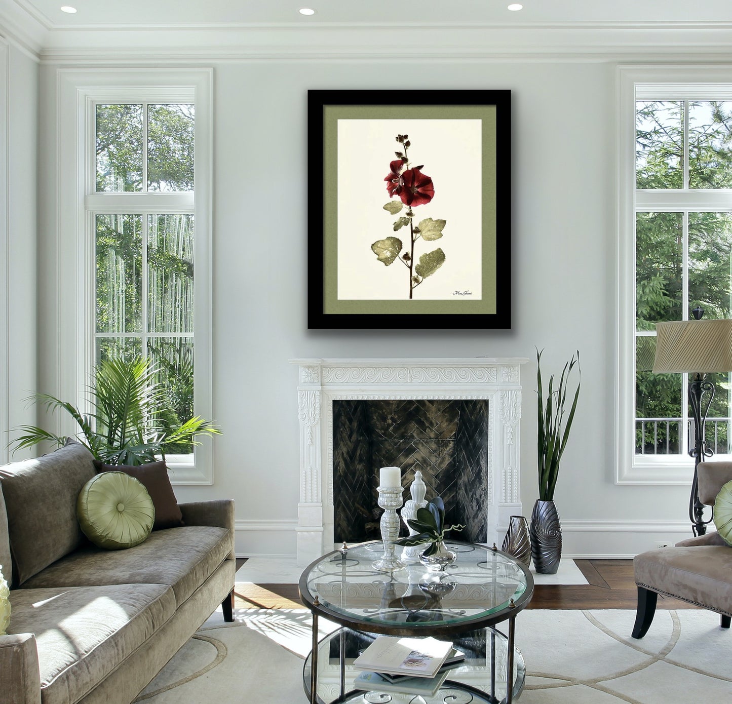 Alcea Framed Botanical Photo Art Print
