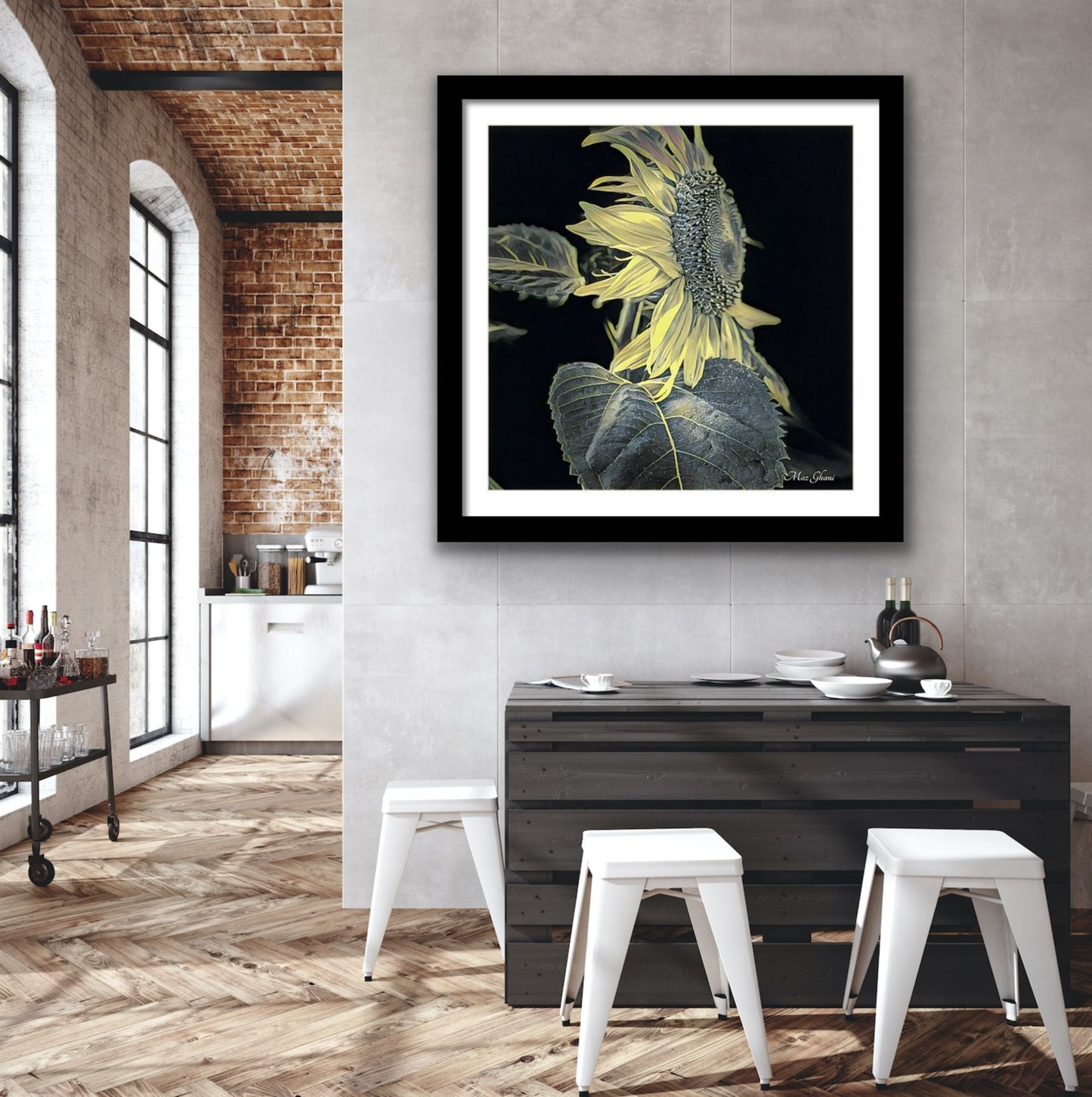 Jaune et Noir Framed Botanical Photo Art Print